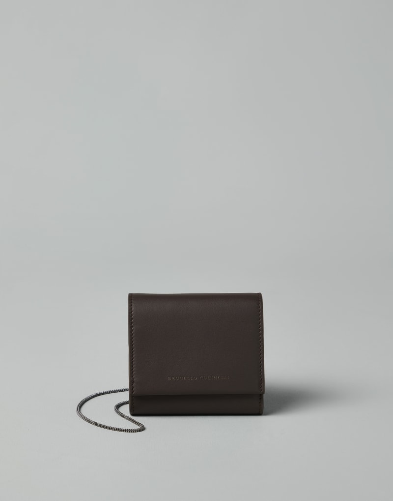 BRUNELLO CUCINELLI WOMEN'S DARK BROWN LEATHER WALLET