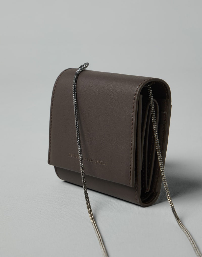 BRUNELLO CUCINELLI WOMEN'S DARK BROWN LEATHER WALLET
