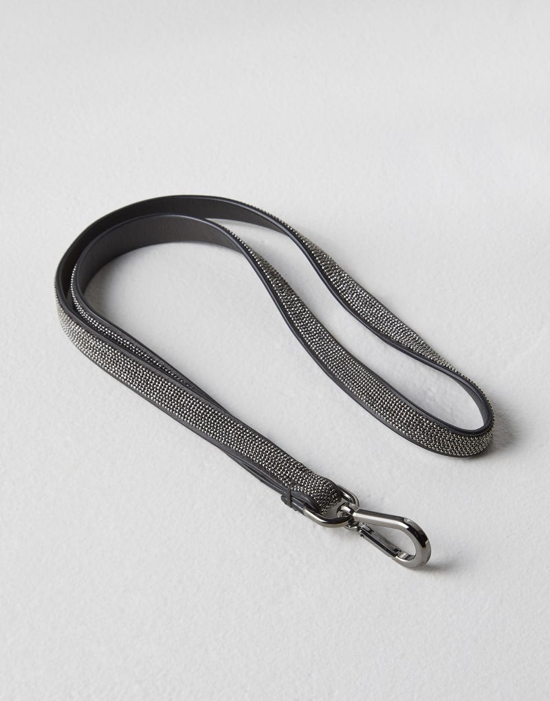 BRUNELLO CUCINELLI WOMEN'S DARK GREY LEATHER STRAP