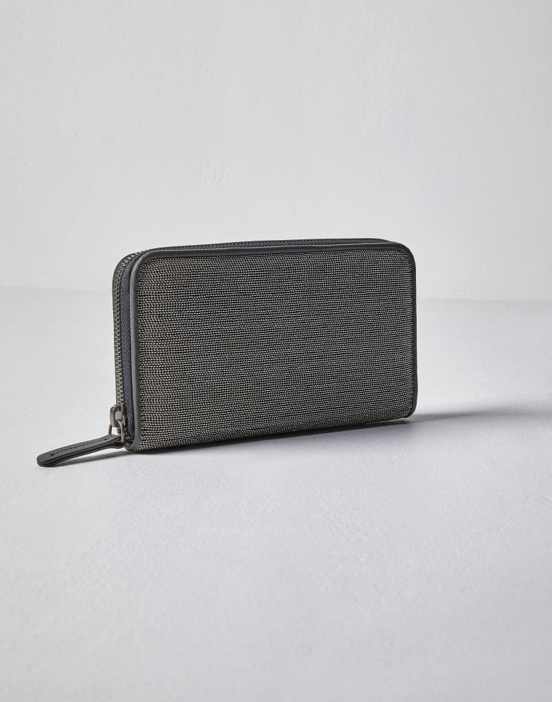 BRUNELLO CUCINELLI WOMEN'S DARK GREY TEXTURED WALLET