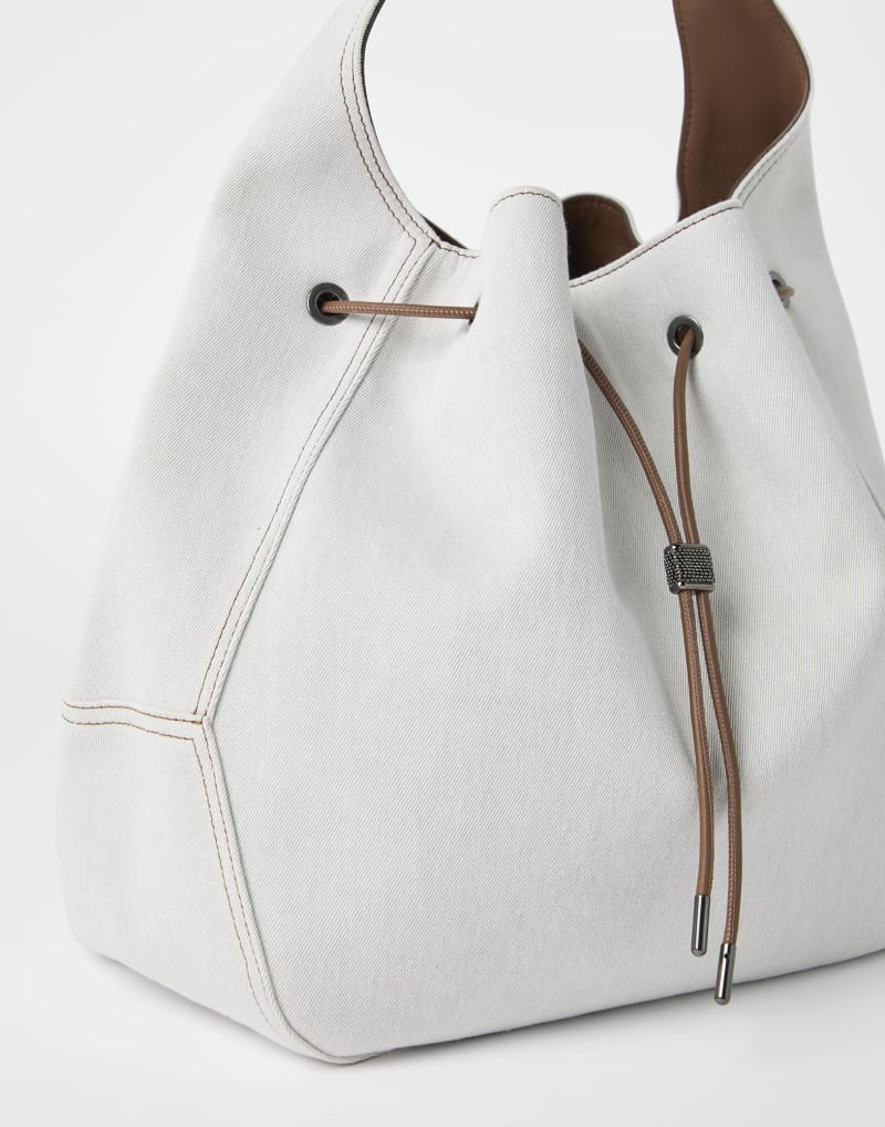 BRUNELLO CUCINELLI WOMEN'S OFF WHITE COTTON LINEN BAG