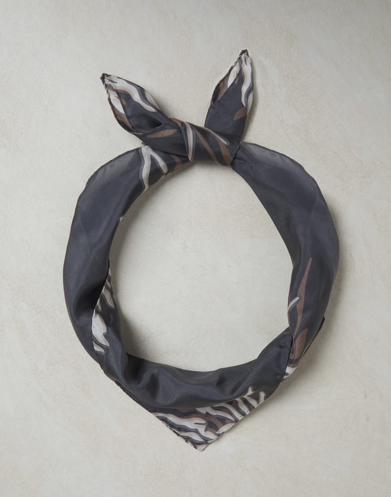 BRUNELLO CUCINELLI WOMEN'S DARK GREY SILK SCARF