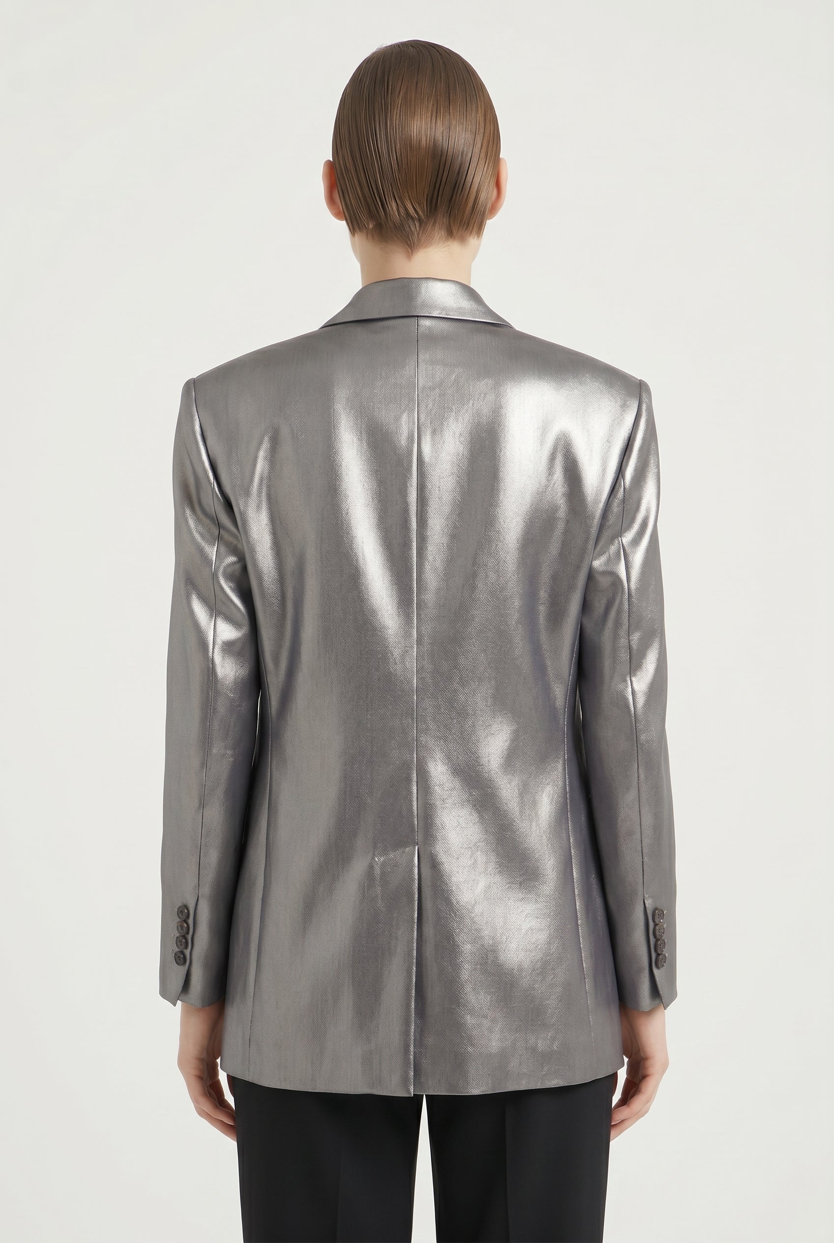 BRUNELLO CUCINELLI WOMEN'S SILVER TAILORED DOUBLE BREASTED BLAZER