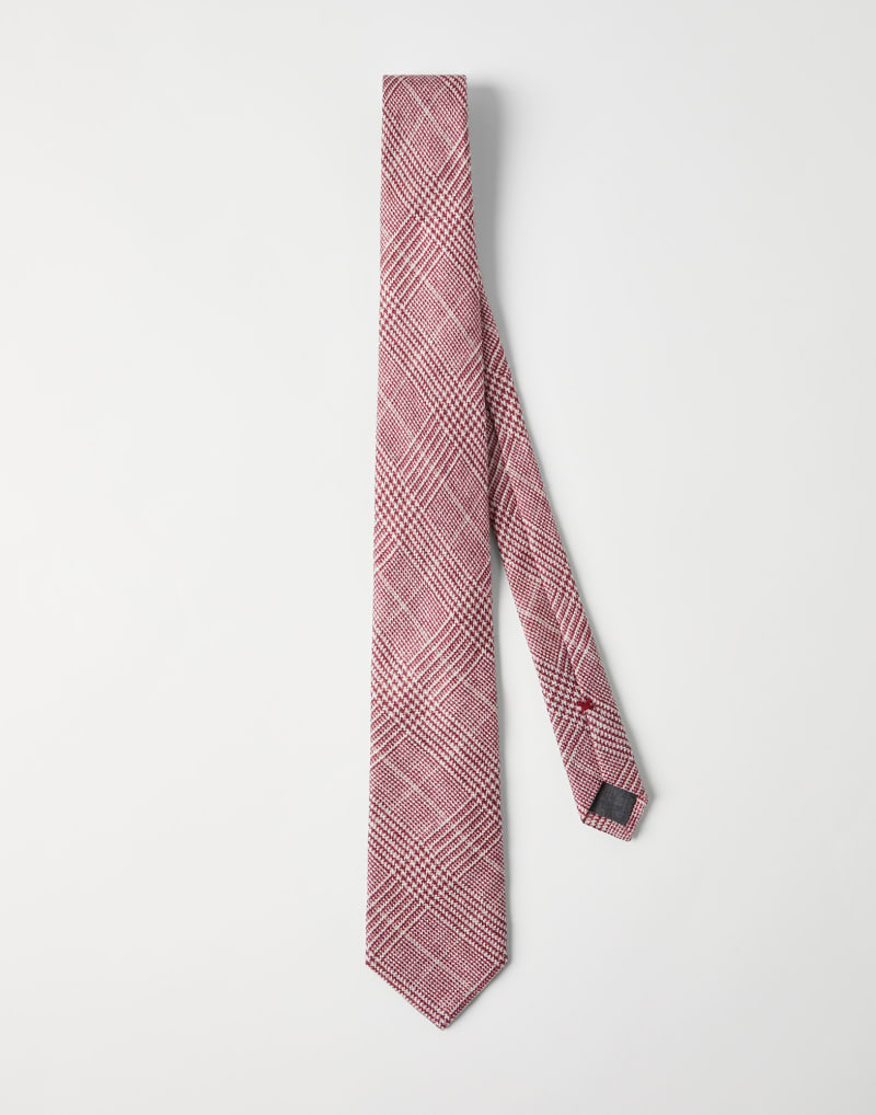 BRUNELLO CUCINELLI MEN'S RED LINEN SILK TIE