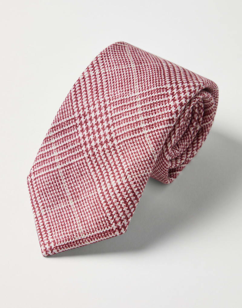 BRUNELLO CUCINELLI MEN'S RED LINEN SILK TIE