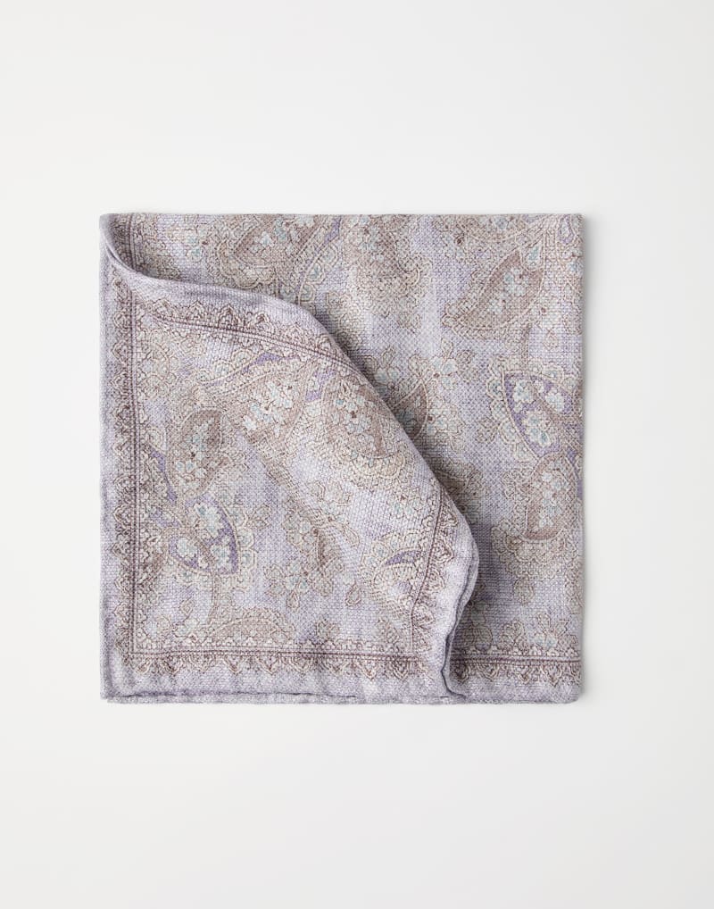 BRUNELLO CUCINELLI MEN'S LILAC SILK LINEN POCKET SQUARE
