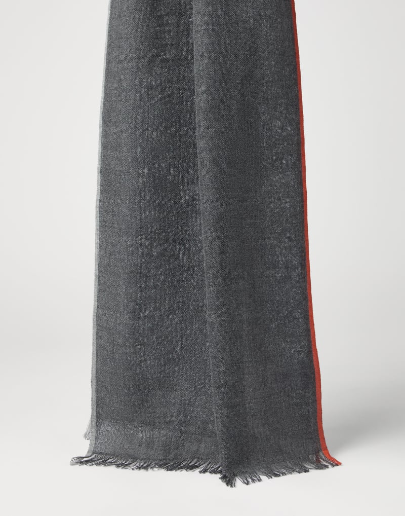 BRUNELLO CUCINELLI MEN'S GREY WOOL SILK SCARF
