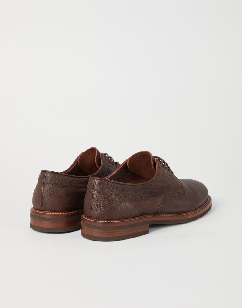 BRUNELLO CUCINELLI MEN'S BROWN LEATHER LACE UP SHOES