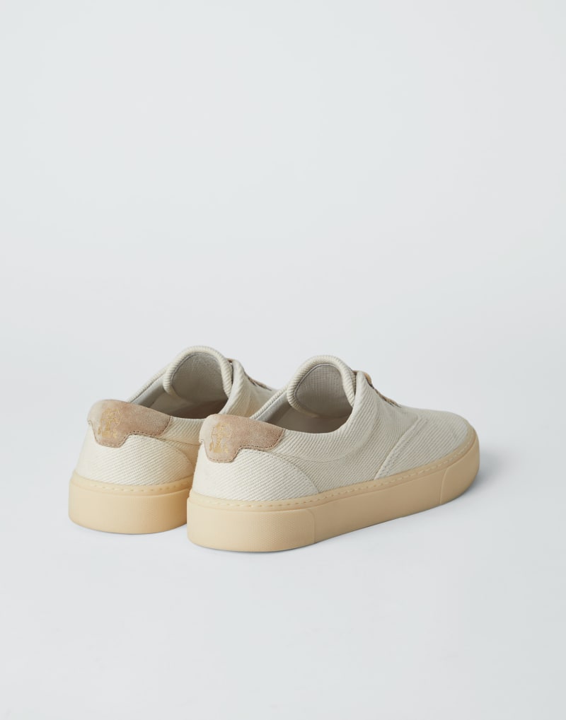 BRUNELLO CUCINELLI MEN'S BEIGE COTTON CASUAL SNEAKERS