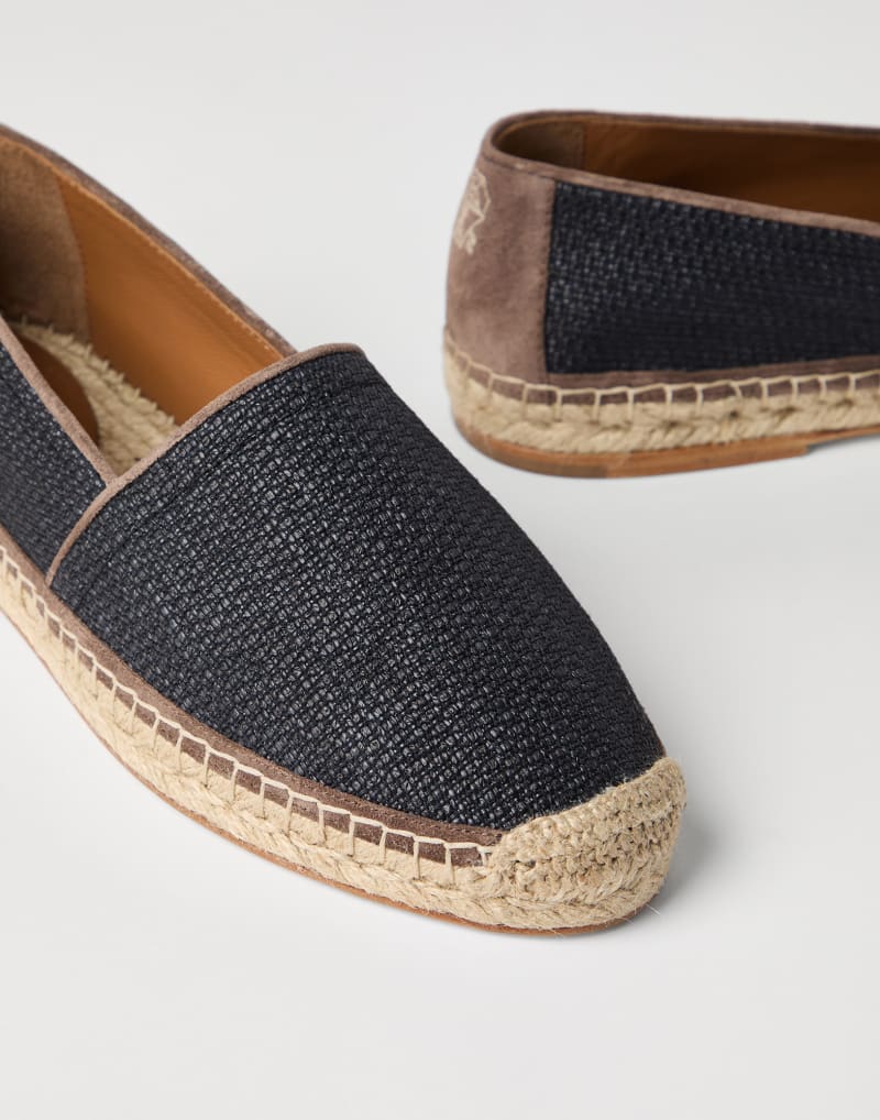 BRUNELLO CUCINELLI MEN'S BLACK WOVEN ESPADRILLE SHOES