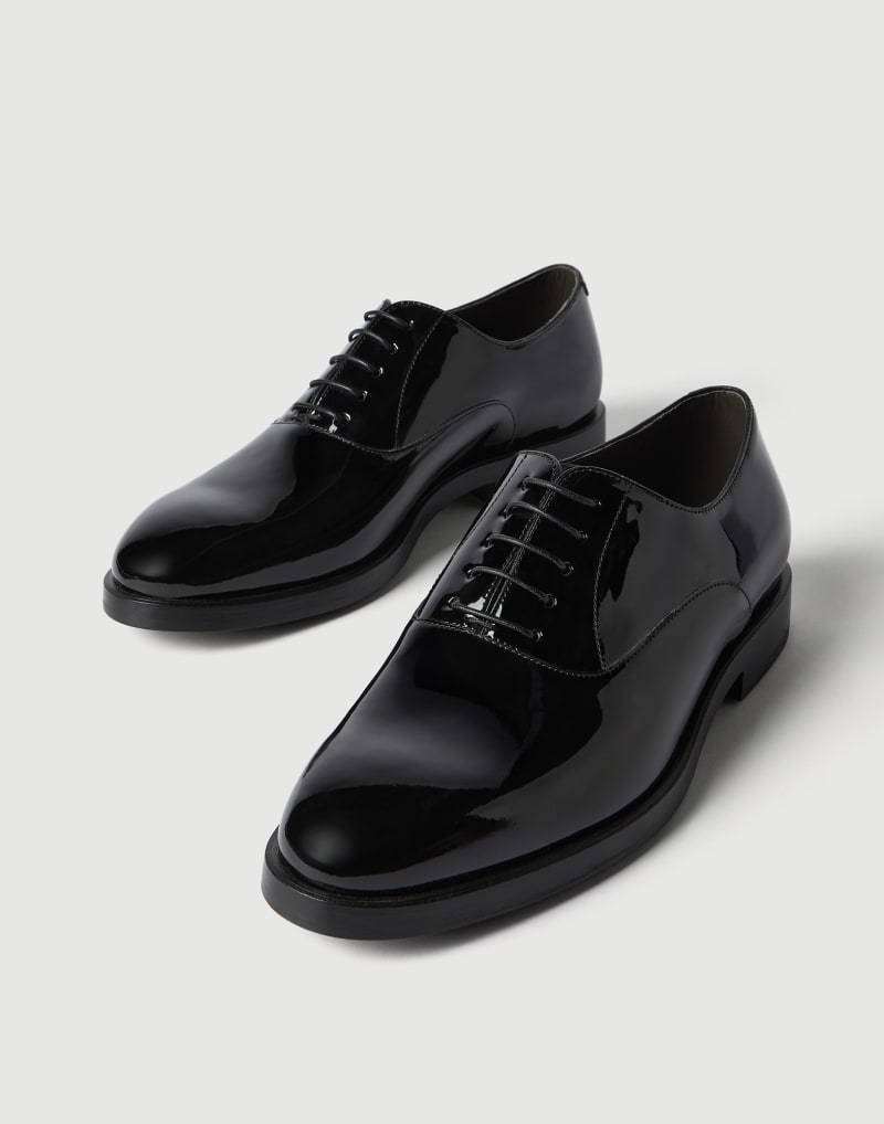 BRUNELLO CUCINELLI MEN'S BLACK LEATHER DRESS SHOES