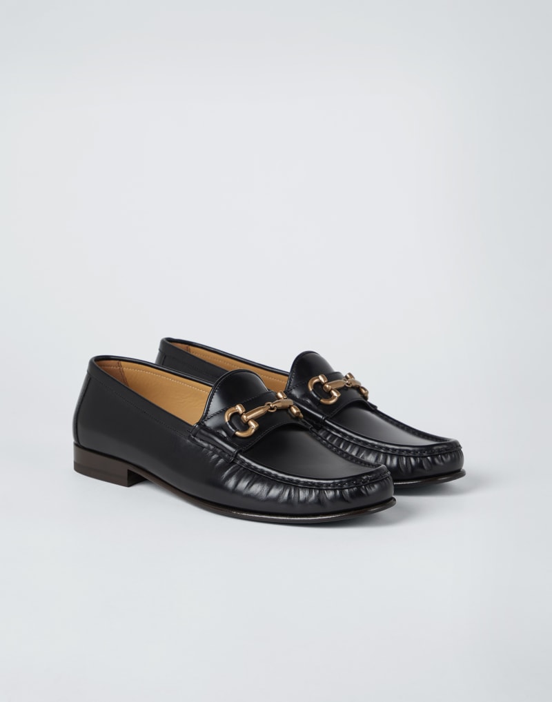 BRUNELLO CUCINELLI MEN'S BLACK LEATHER BIT LOAFERS