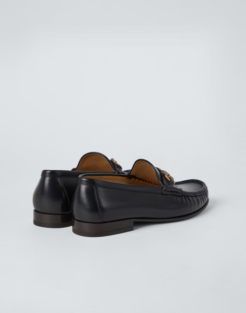 BRUNELLO CUCINELLI MEN'S BLACK LEATHER BIT LOAFERS