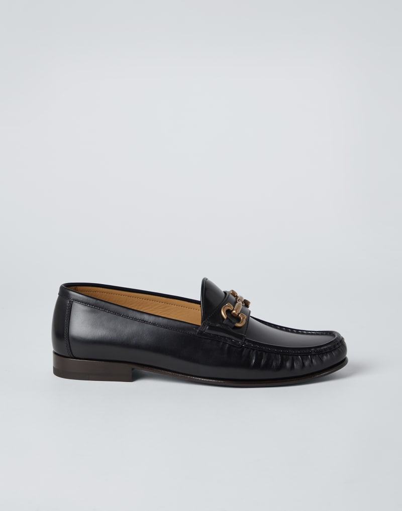 BRUNELLO CUCINELLI MEN'S BLACK LEATHER BIT LOAFERS