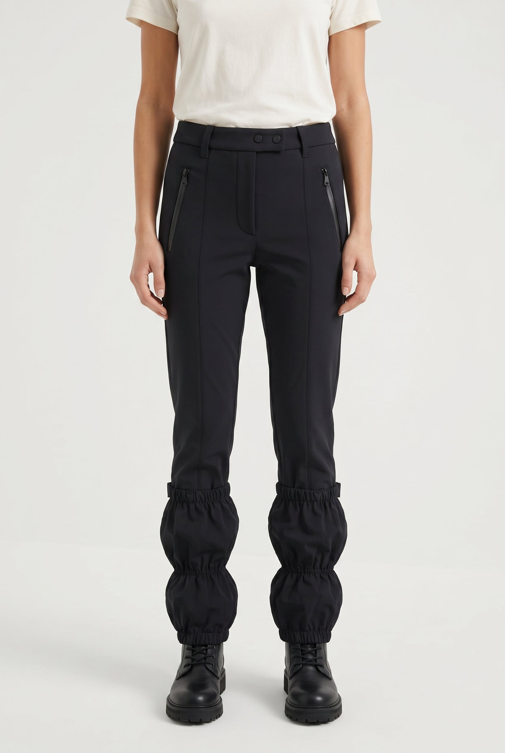 BRUNELLO CUCINELLI WOMEN'S BLACK GATHERED HEM TROUSERS