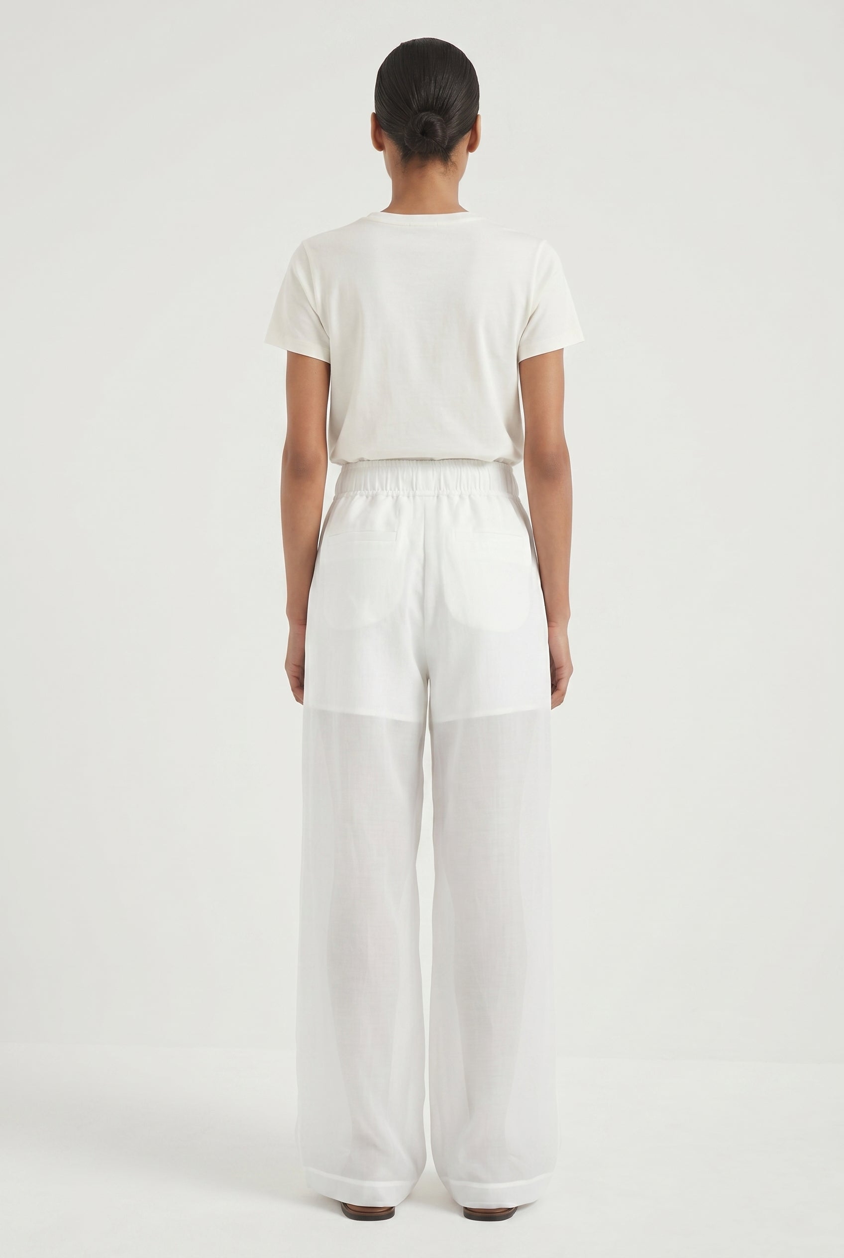 BRUNELLO CUCINELLI WOMEN'S WHITE WIDE LEG COTTON TROUSERS