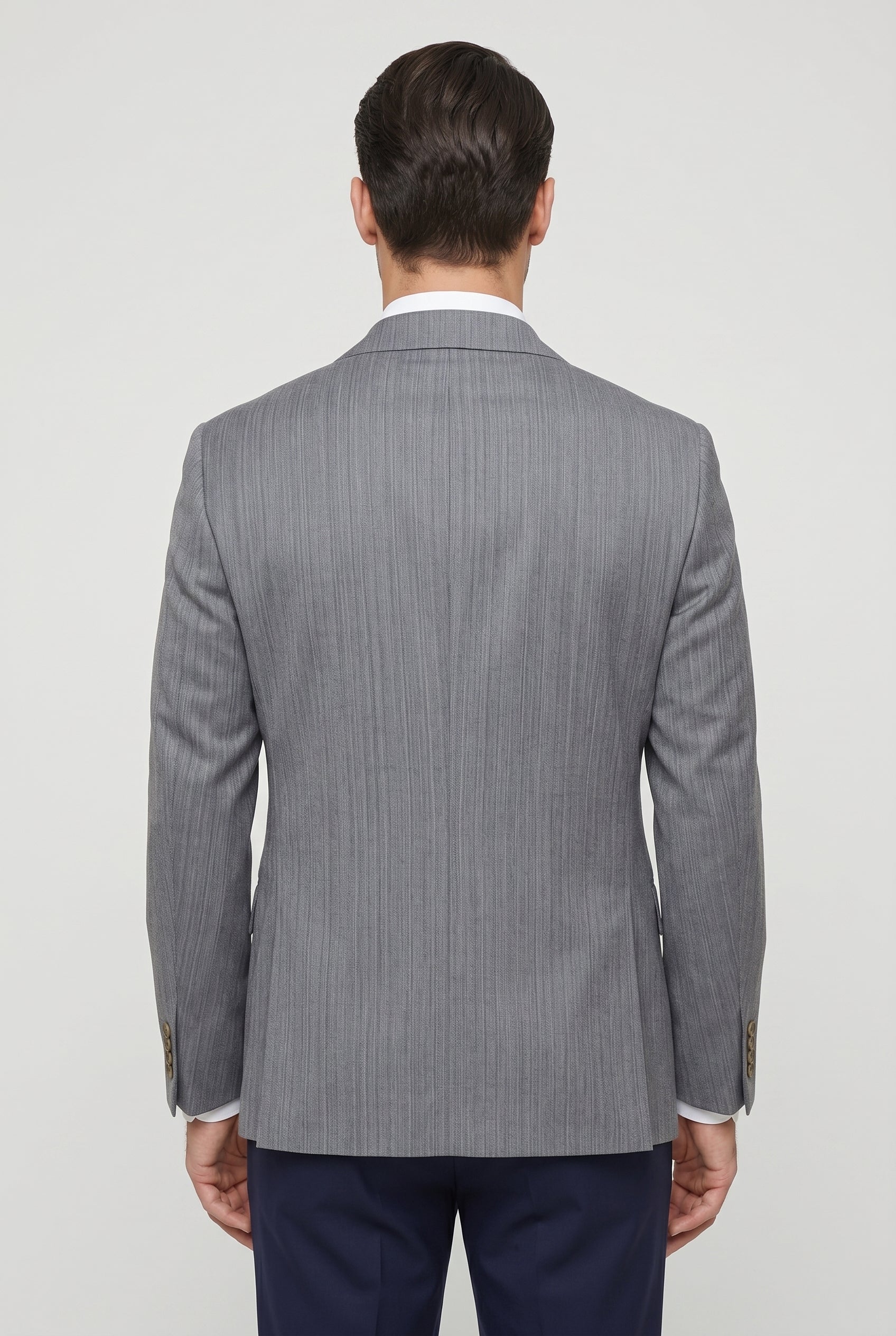 BRUNELLO CUCINELLI MEN'S GREY WOOL TAILORED BLAZER