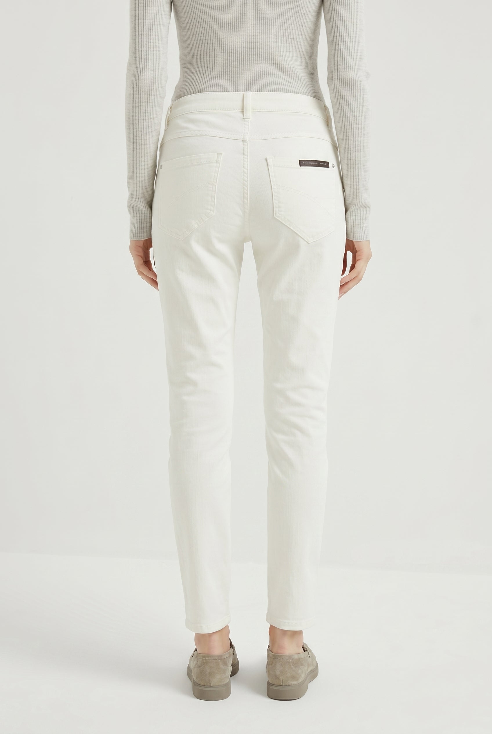 BRUNELLO CUCINELLI WOMEN'S OFF WHITE SLIM TROUSERS