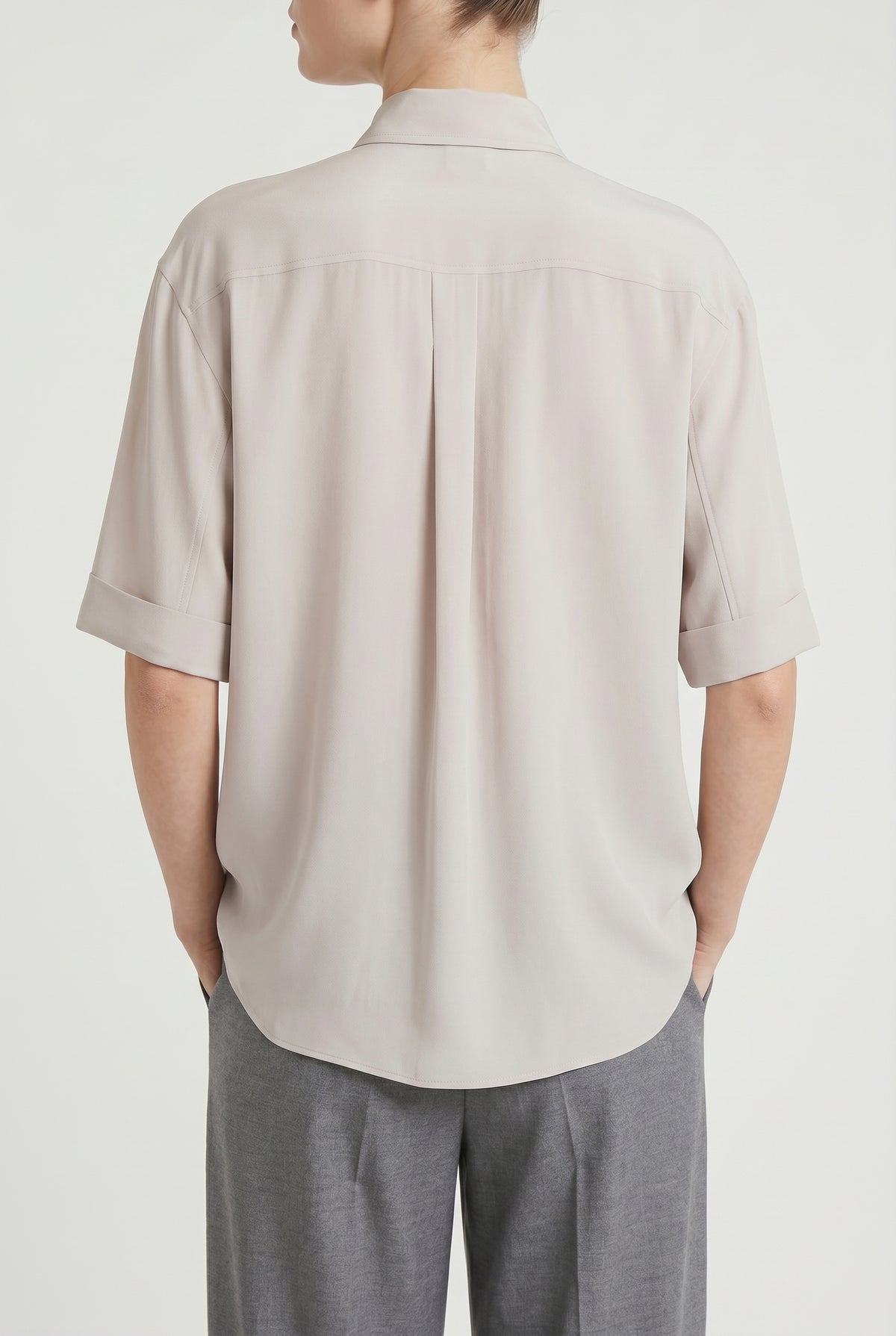 BRUNELLO CUCINELLI WOMEN'S LIGHT PINK SILK OVERSIZED SHIRT