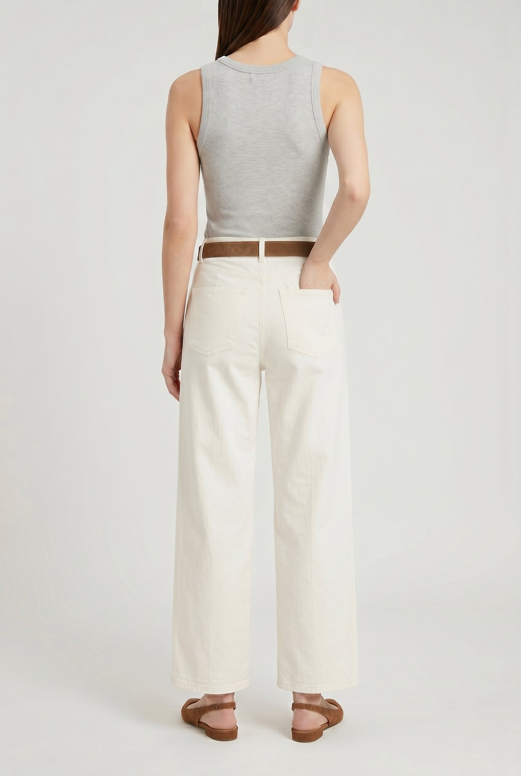 BRUNELLO CUCINELLI WOMEN'S OFF WHITE WIDE LEG TROUSERS