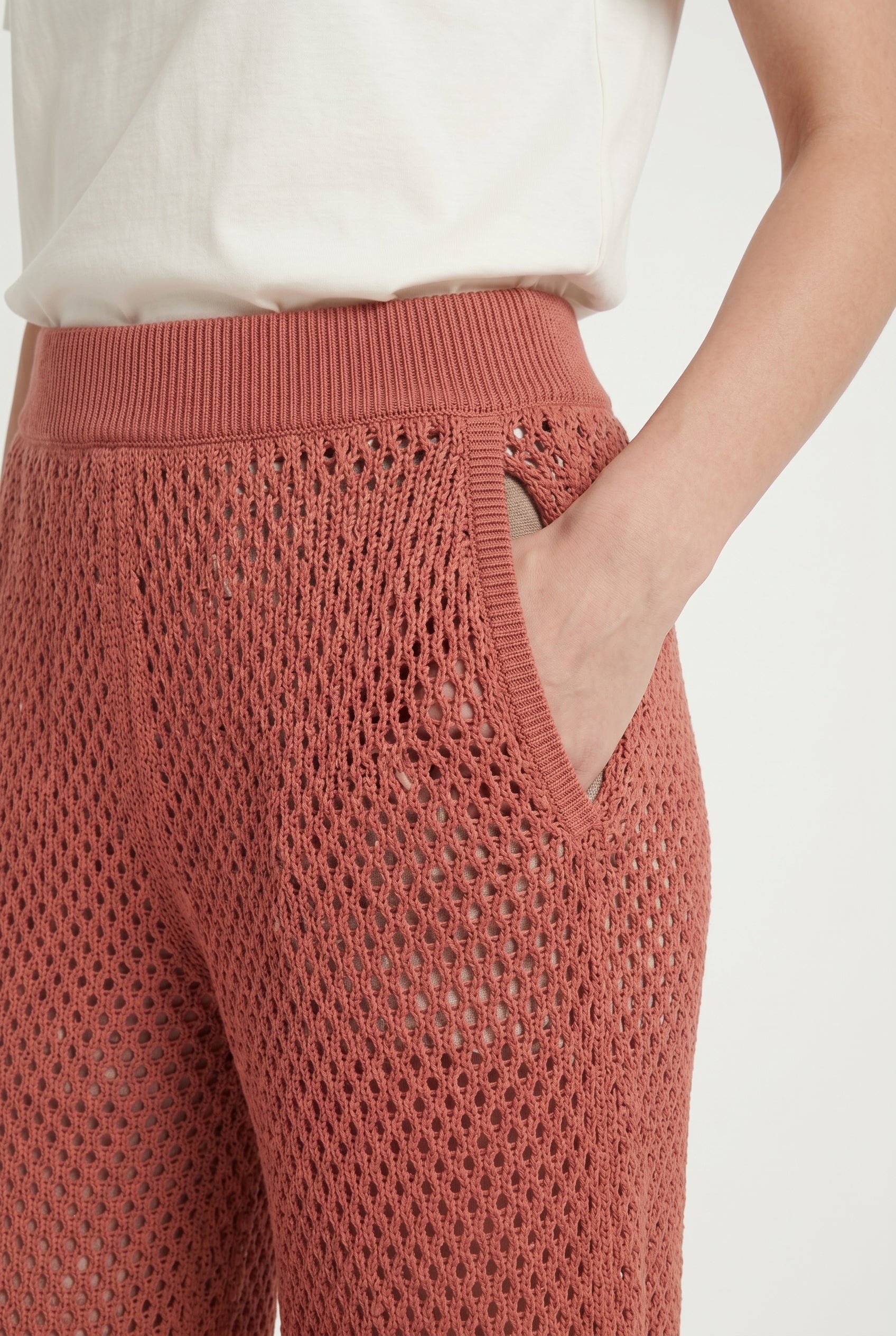 BRUNELLO CUCINELLI WOMEN'S RUST RELAXED KNIT TROUSERS