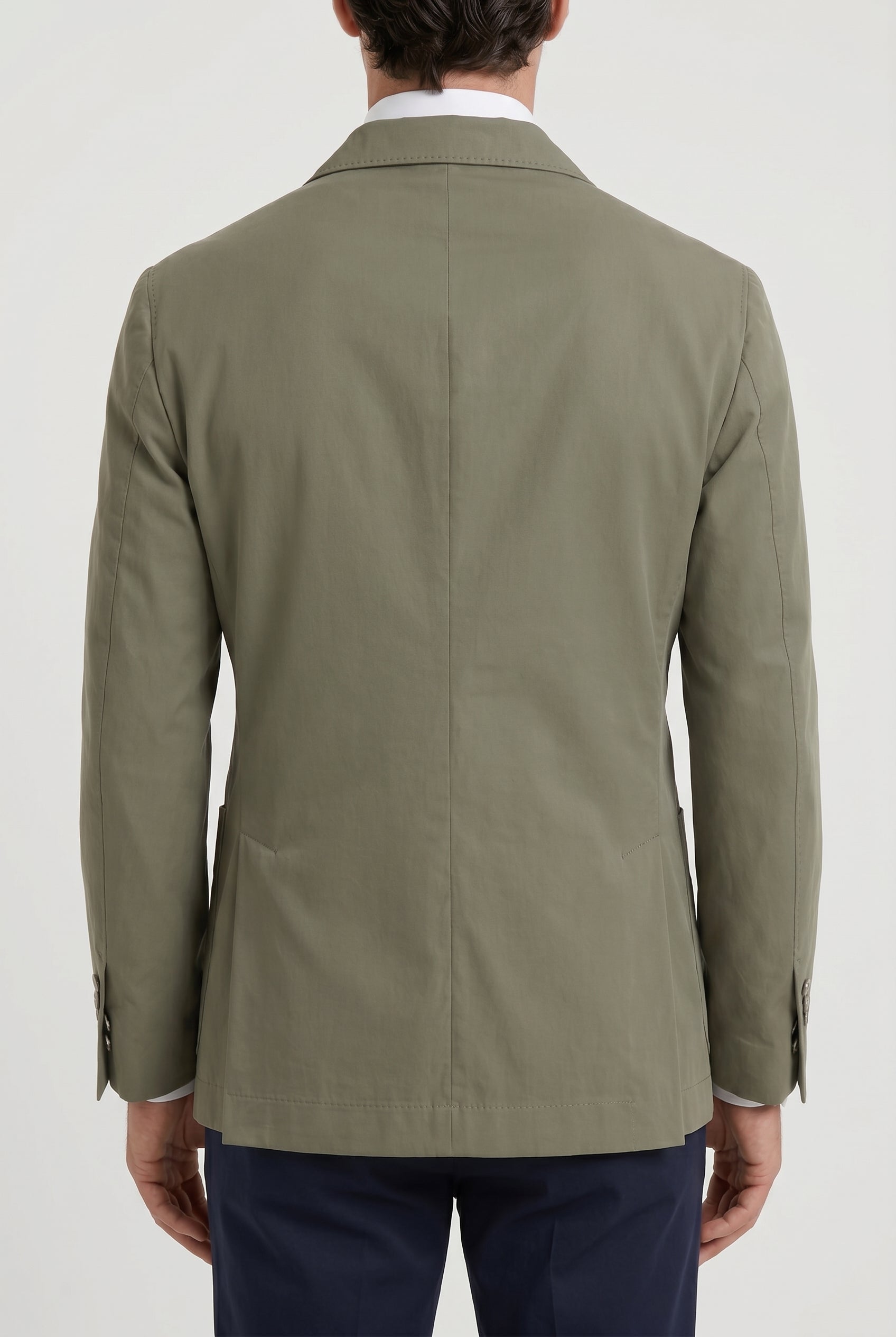 BRUNELLO CUCINELLI MEN'S OLIVE COTTON DOUBLE BREASTED BLAZER