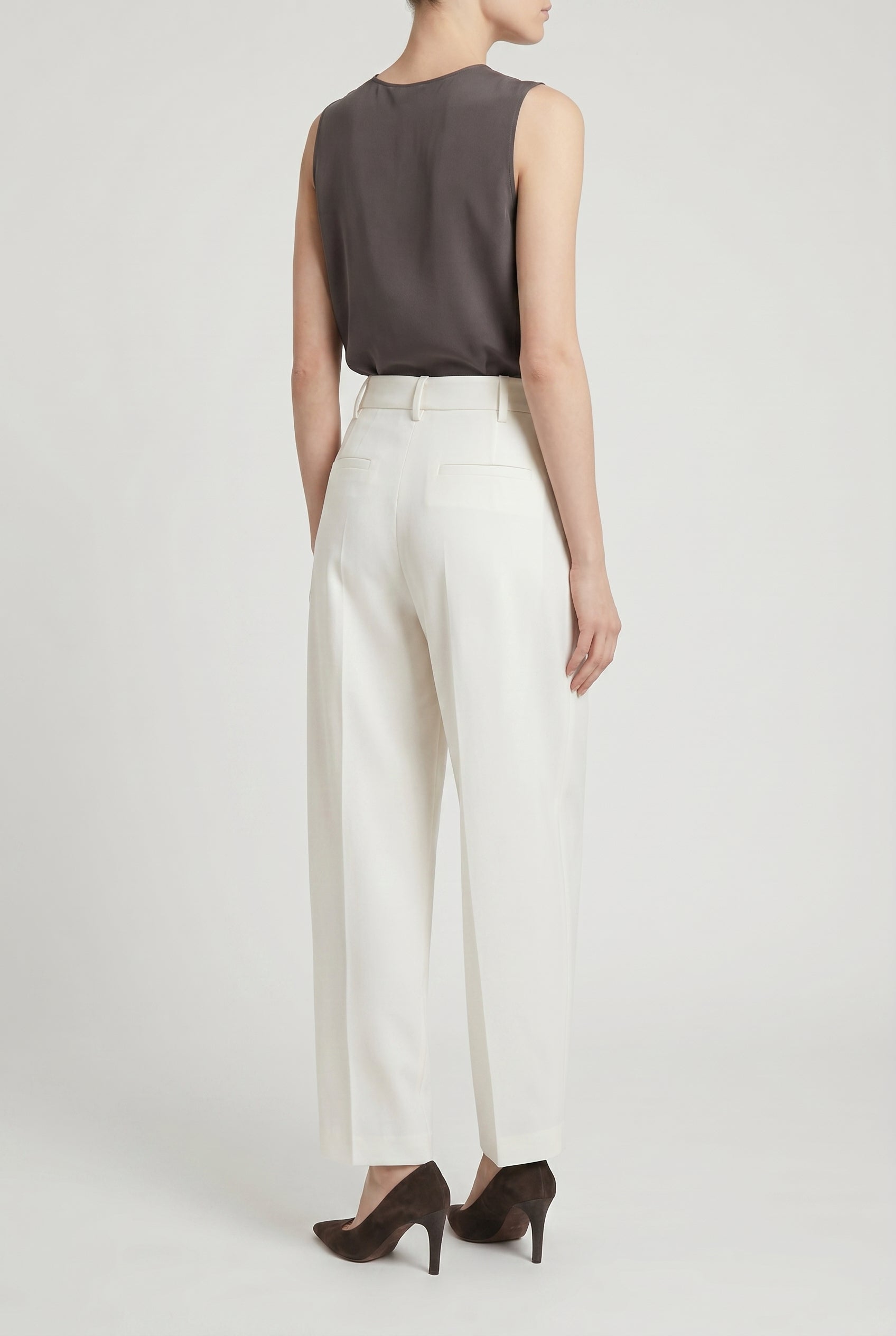 BRUNELLO CUCINELLI WOMEN'S OFF WHITE TAILORED TROUSERS