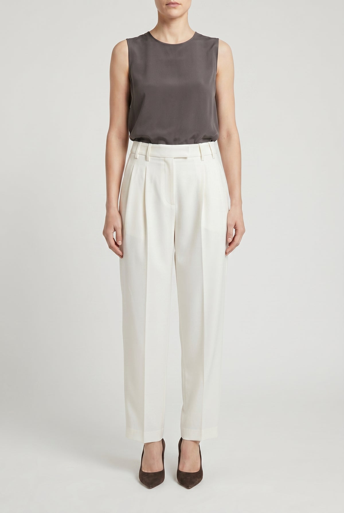 BRUNELLO CUCINELLI WOMEN'S OFF WHITE TAILORED TROUSERS