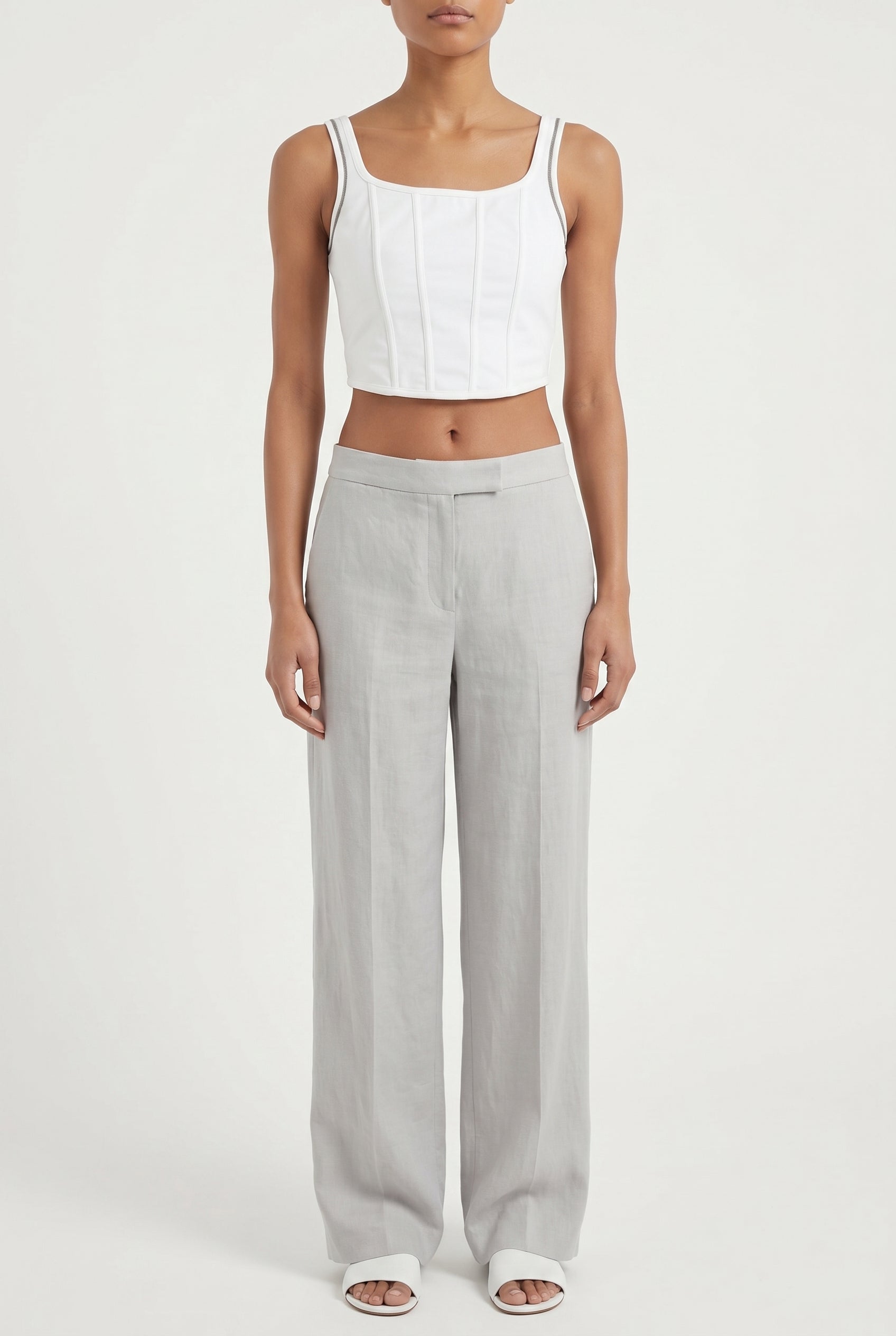 BRUNELLO CUCINELLI WOMEN'S WHITE FITTED TANK TOP