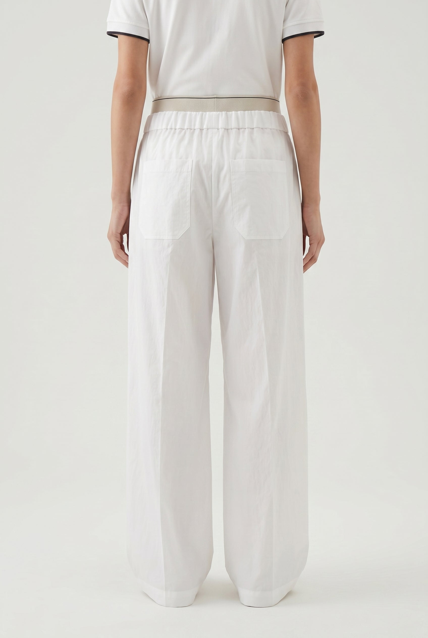 BRUNELLO CUCINELLI WOMEN'S WHITE RELAXED COTTON TROUSERS