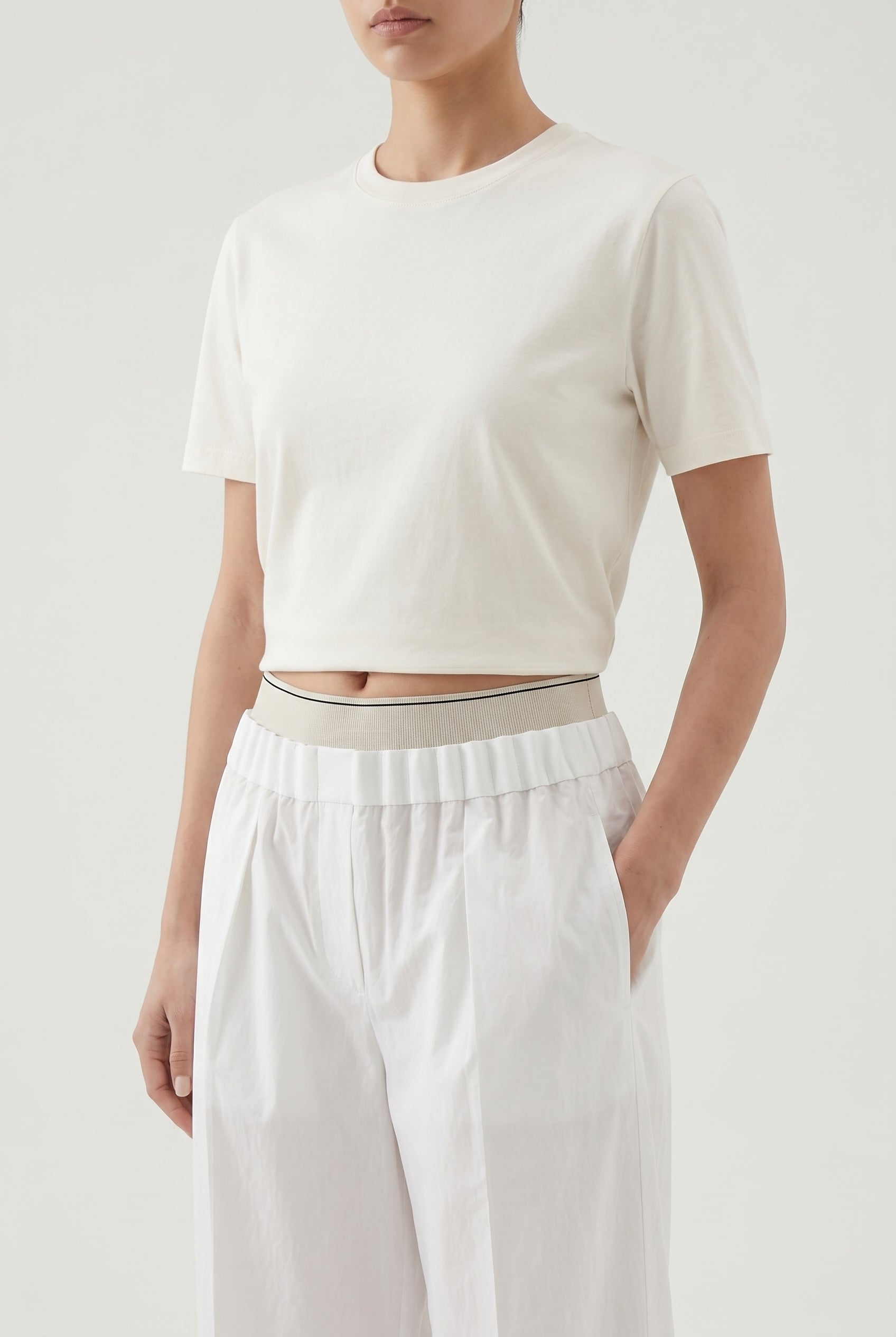 BRUNELLO CUCINELLI WOMEN'S WHITE RELAXED COTTON TROUSERS