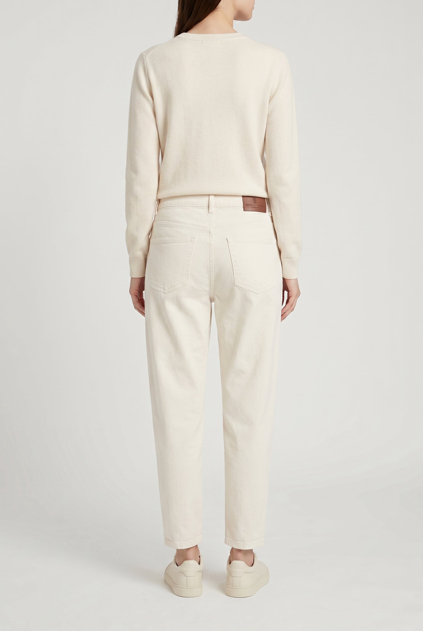 BRUNELLO CUCINELLI WOMEN'S OFF WHITE RELAXED COTTON TROUSERS