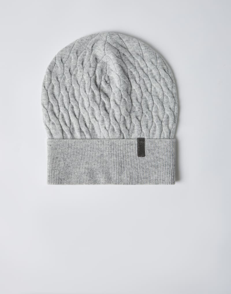 BRUNELLO CUCINELLI WOMEN'S LIGHT GREY CABLE KNIT HAT