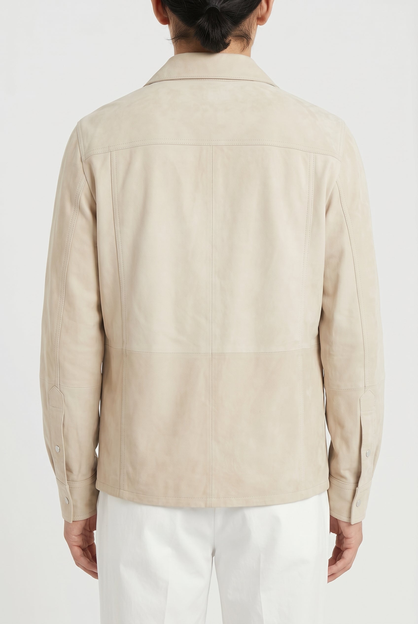BRUNELLO CUCINELLI MEN'S BEIGE LEATHER RELAXED JACKET