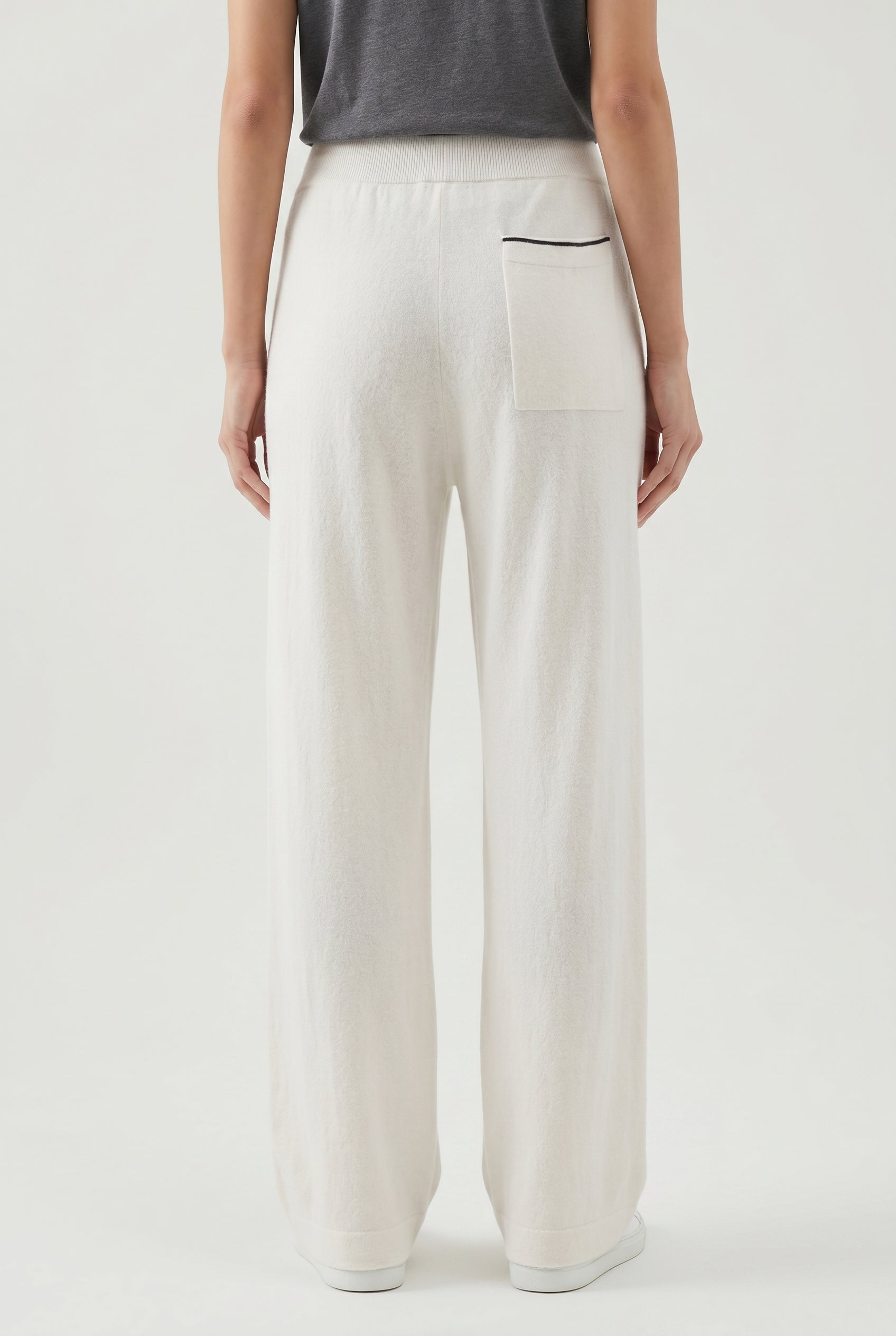 BRUNELLO CUCINELLI WOMEN'S OFF WHITE WOOL SILK WIDE TROUSERS