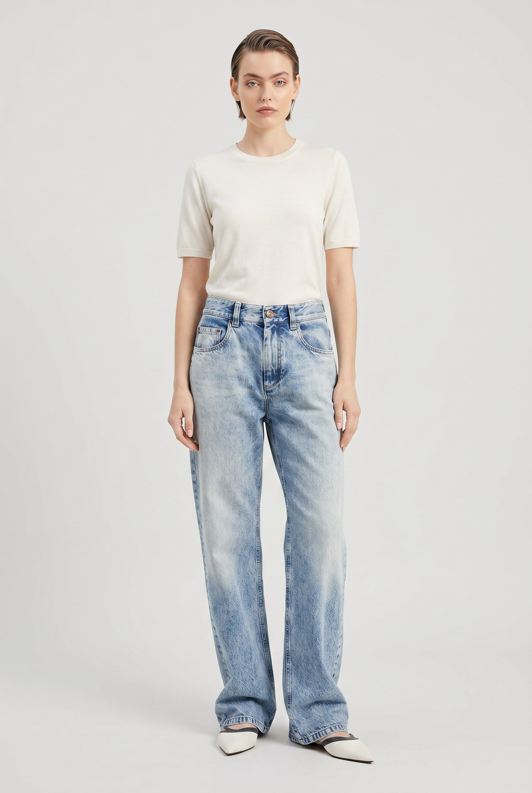 BRUNELLO CUCINELLI WOMEN'S LIGHT BLUE RELAXED TROUSERS