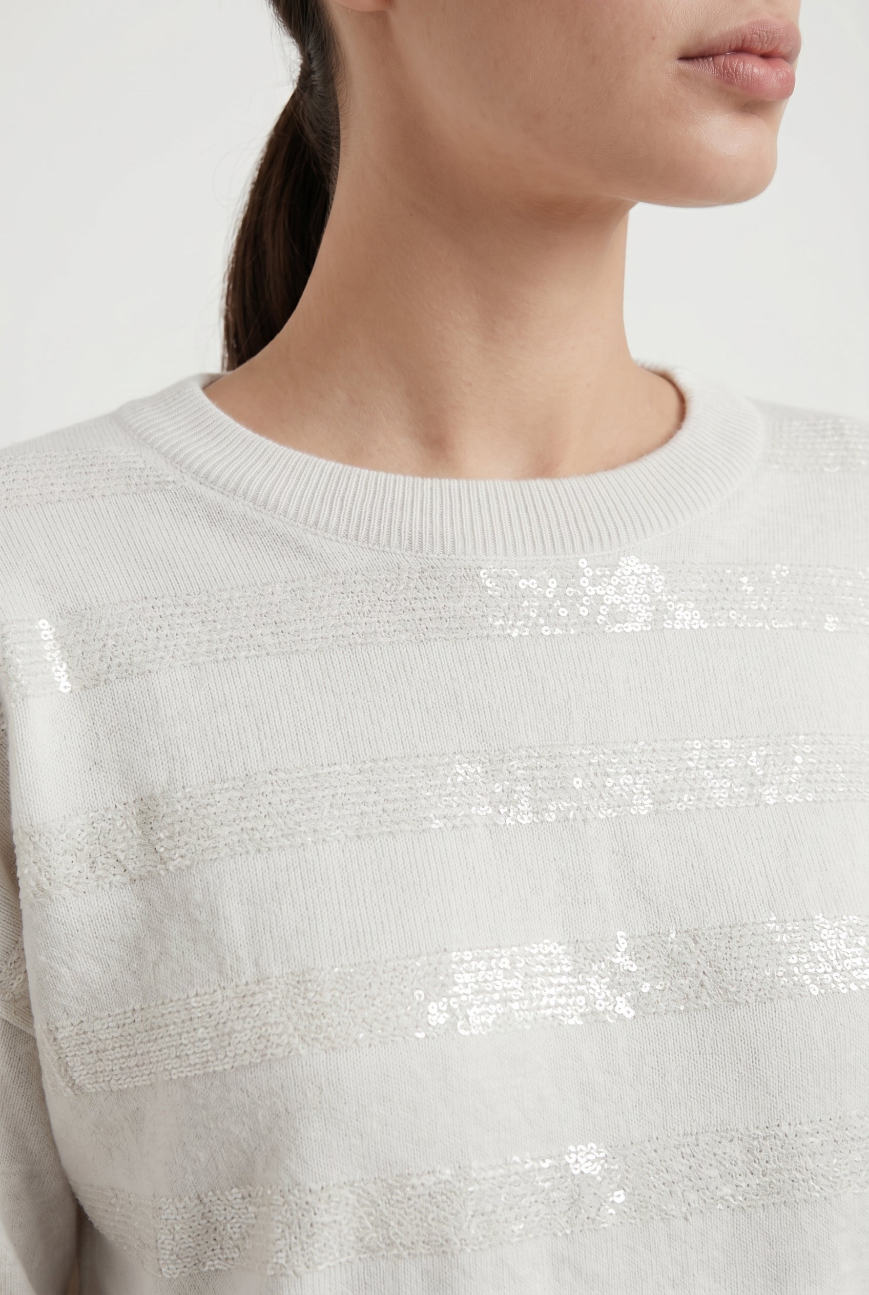 BRUNELLO CUCINELLI WOMEN'S OFF WHITE WOOL SWEATER