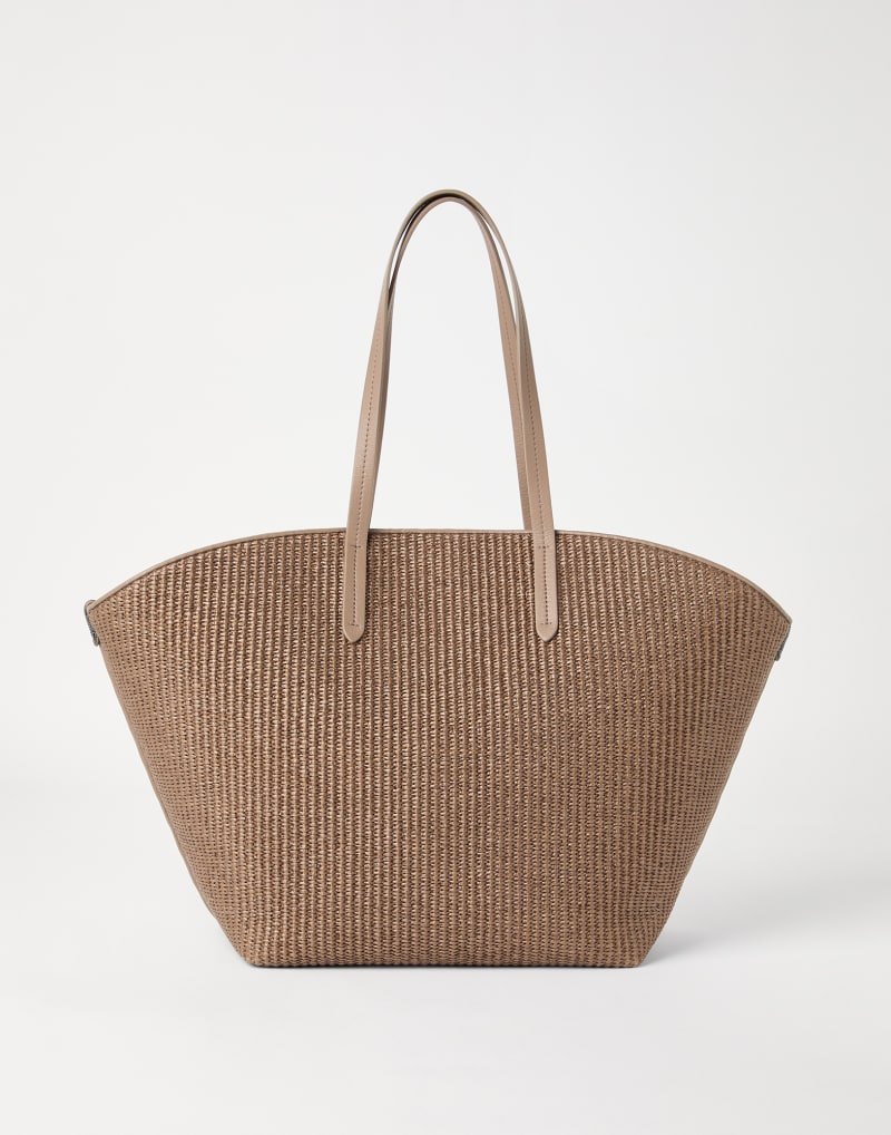 BRUNELLO CUCINELLI WOMEN'S LIGHT BROWN WOVEN TOTE
