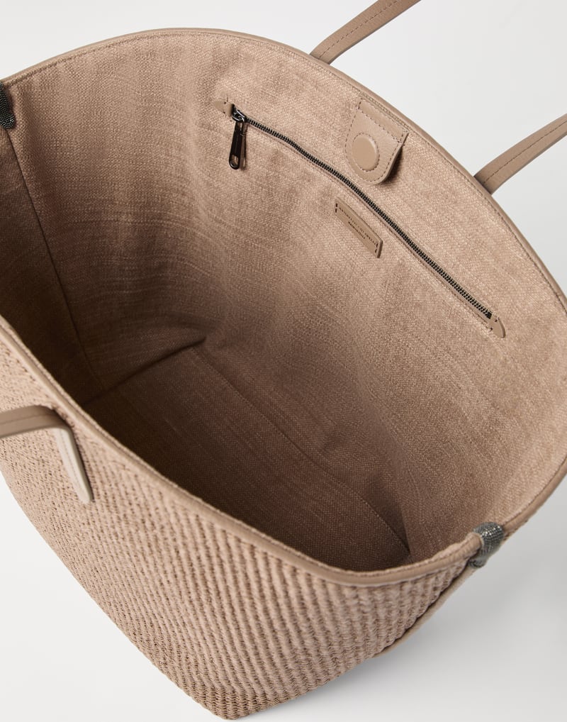 BRUNELLO CUCINELLI WOMEN'S LIGHT BROWN WOVEN TOTE