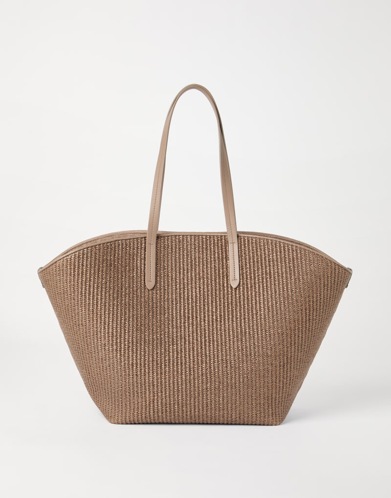 BRUNELLO CUCINELLI WOMEN'S LIGHT BROWN WOVEN TOTE