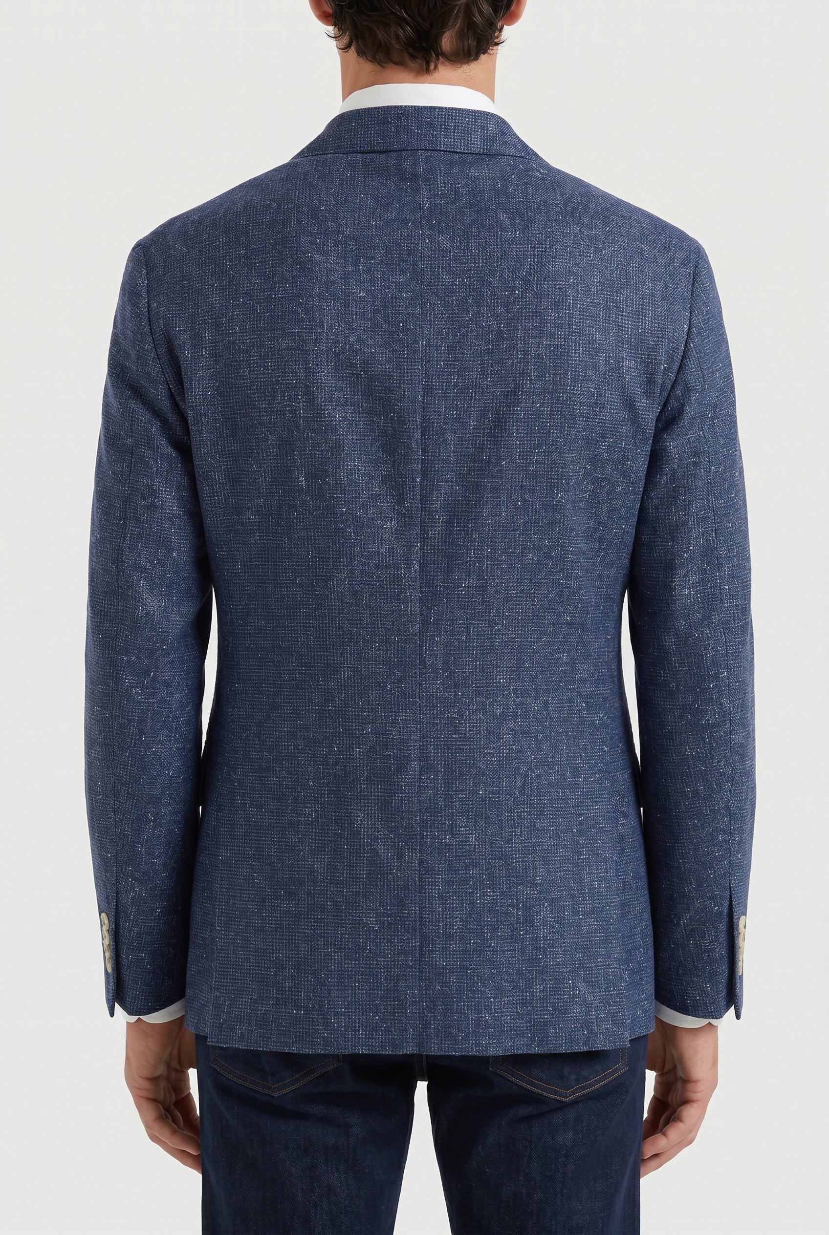 BRUNELLO CUCINELLI MEN'S BLUE WOOL SILK TAILORED BLAZER