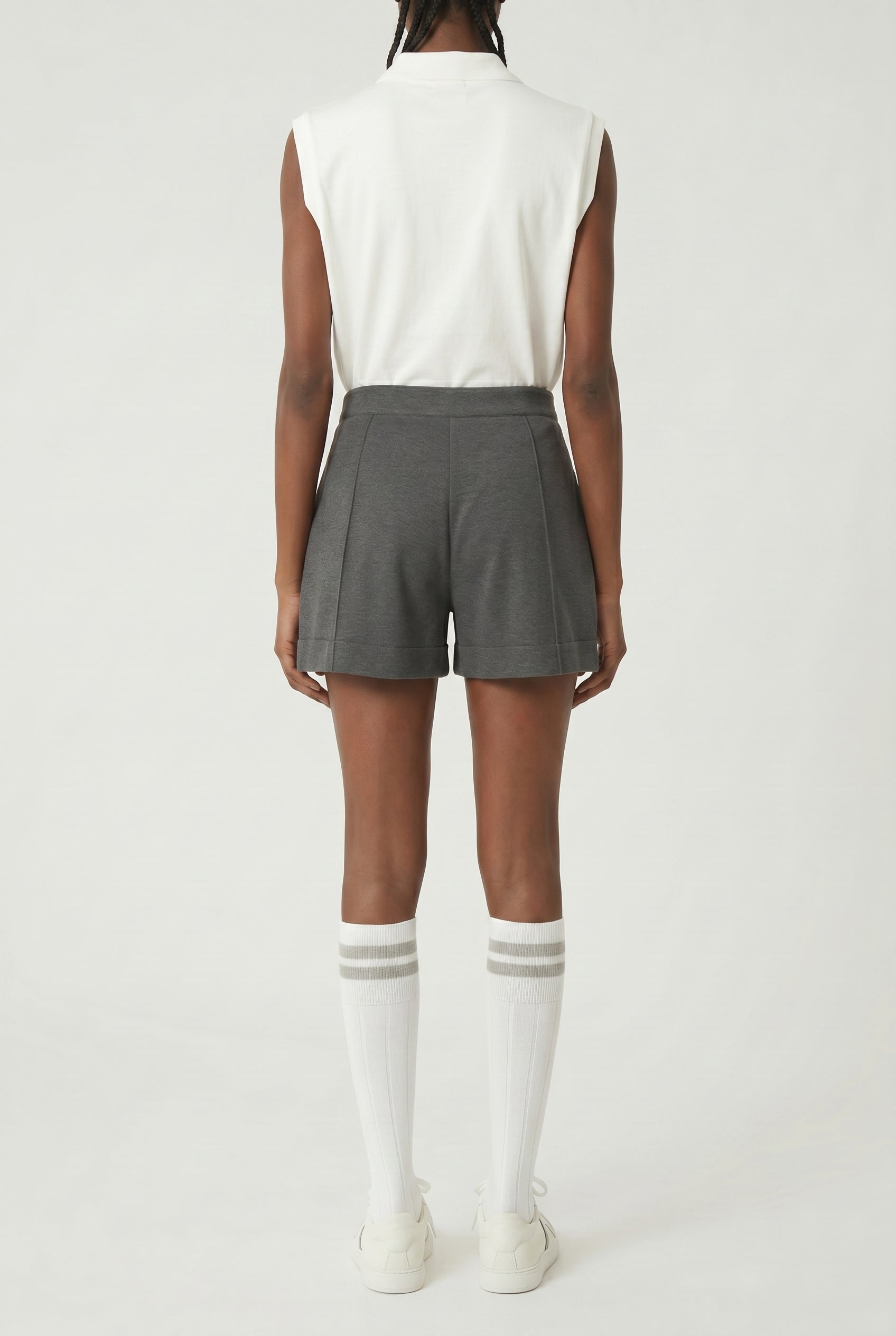 BRUNELLO CUCINELLI WOMEN'S DARK GREY TAILORED SHORTS