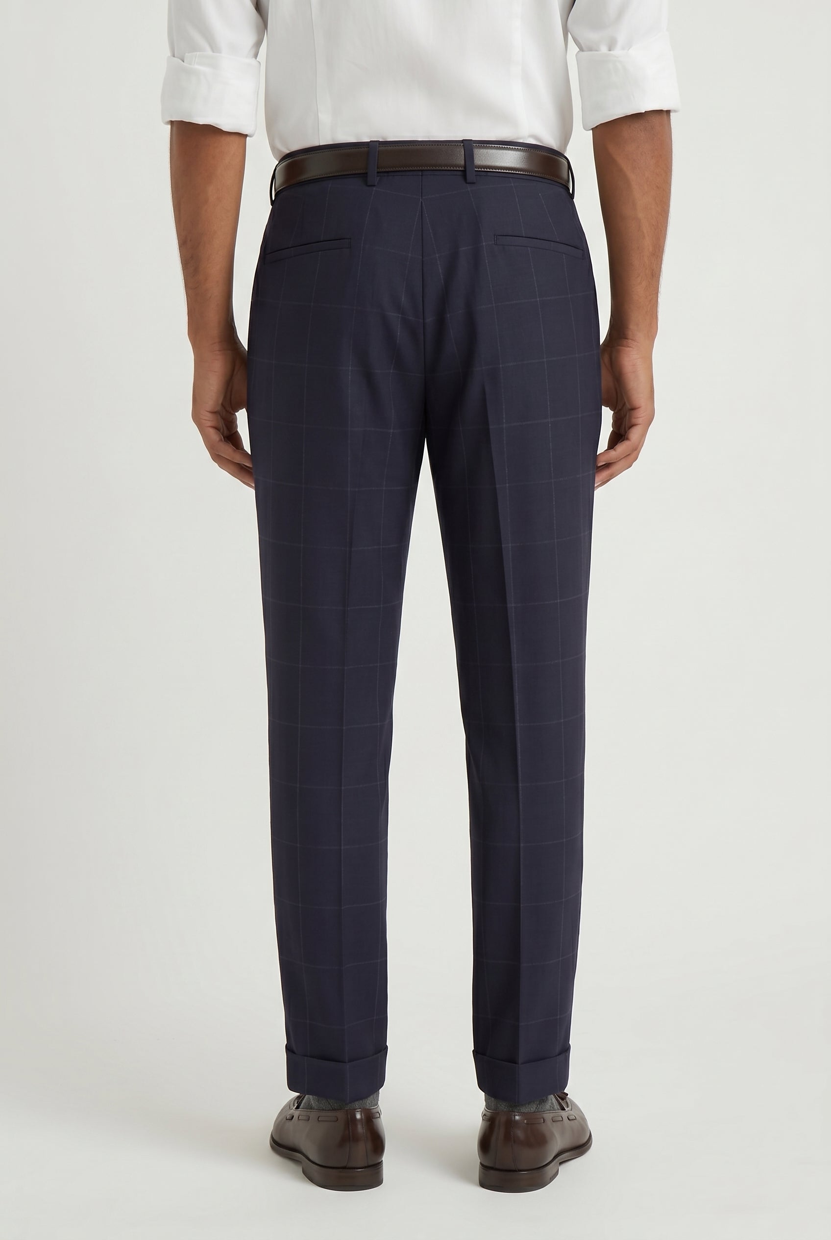 BRUNELLO CUCINELLI MEN'S NAVY WOOL TAILORED TROUSERS