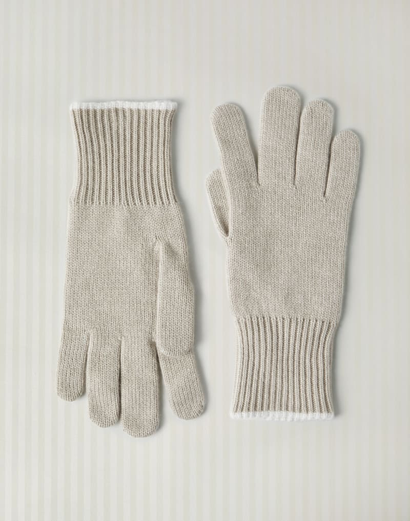 BRUNELLO CUCINELLI MEN'S LIGHT GREY WOOL GLOVES