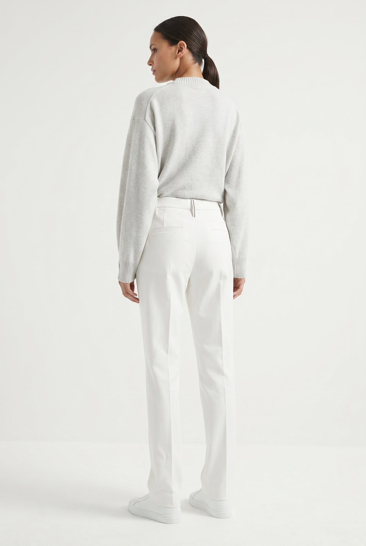 BRUNELLO CUCINELLI WOMEN'S OFF WHITE TAILORED TROUSERS