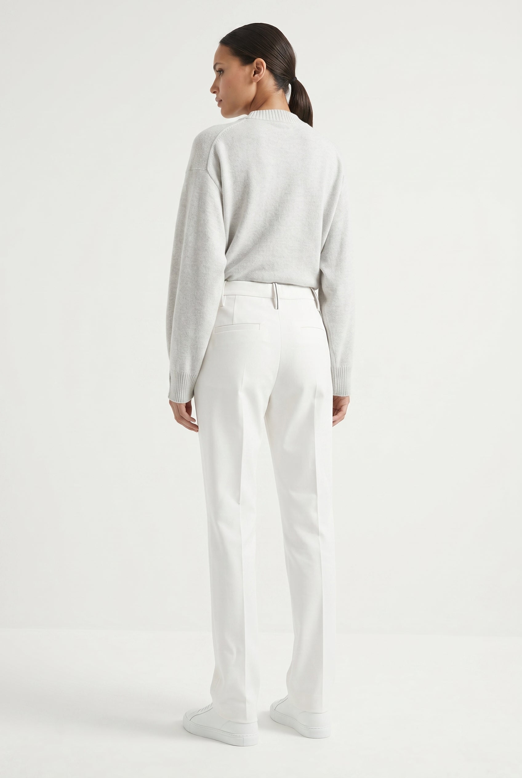 BRUNELLO CUCINELLI WOMEN'S OFF WHITE TAILORED TROUSERS