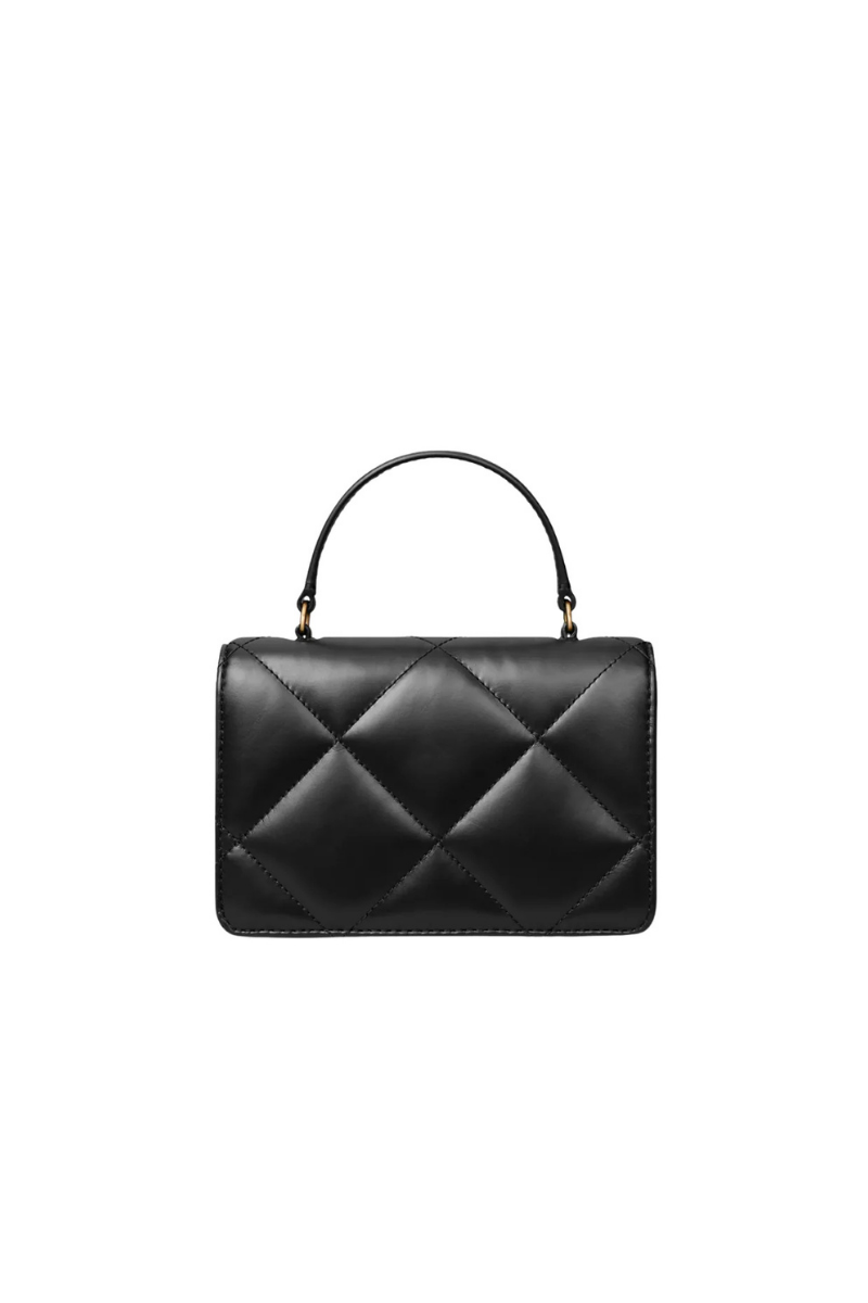 Tory Burch Kira Diamond Quilt Mini Top Handle Chain Wallet Black 158326-001
