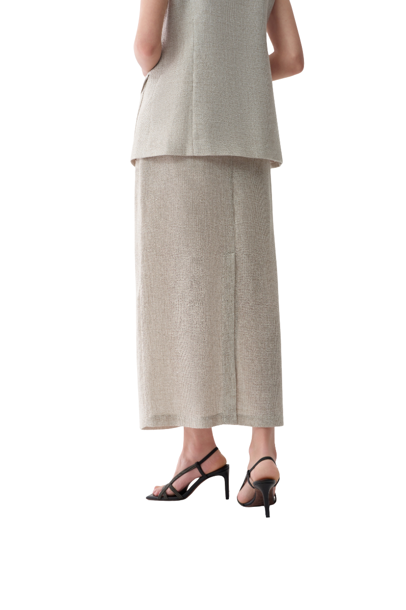Max Simple Artisanal Lurex Skirt Flax MSES260014F