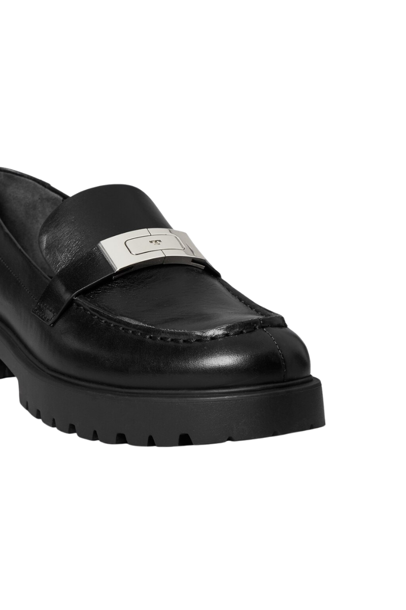Tory Burch Leelee Lug Loafer Leather Perfect Black / Silver 183396-006