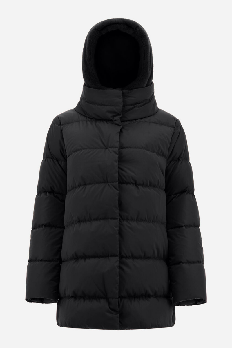 Herno Women's Satin and Lady Faux Fur A - Line Jacket